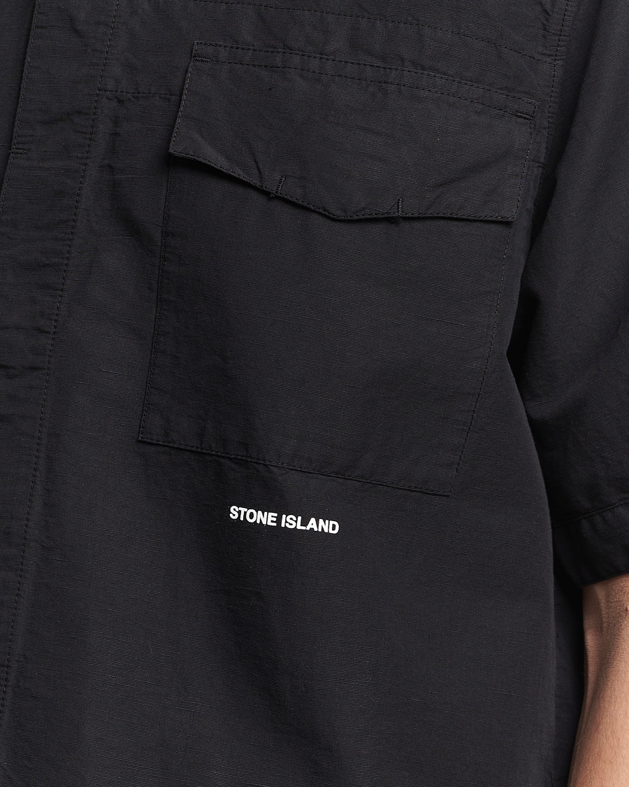Mies | Kauluspaidat | Stone Island | Cotton/Hemp Short Sleeve Shirts Black
