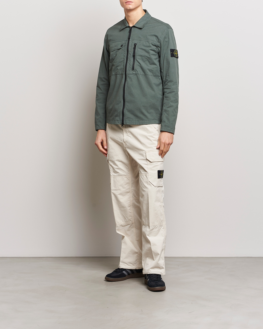 Mies | Kauluspaidat | Stone Island | Cotton Twill Stretch Zip Overshirt Musk