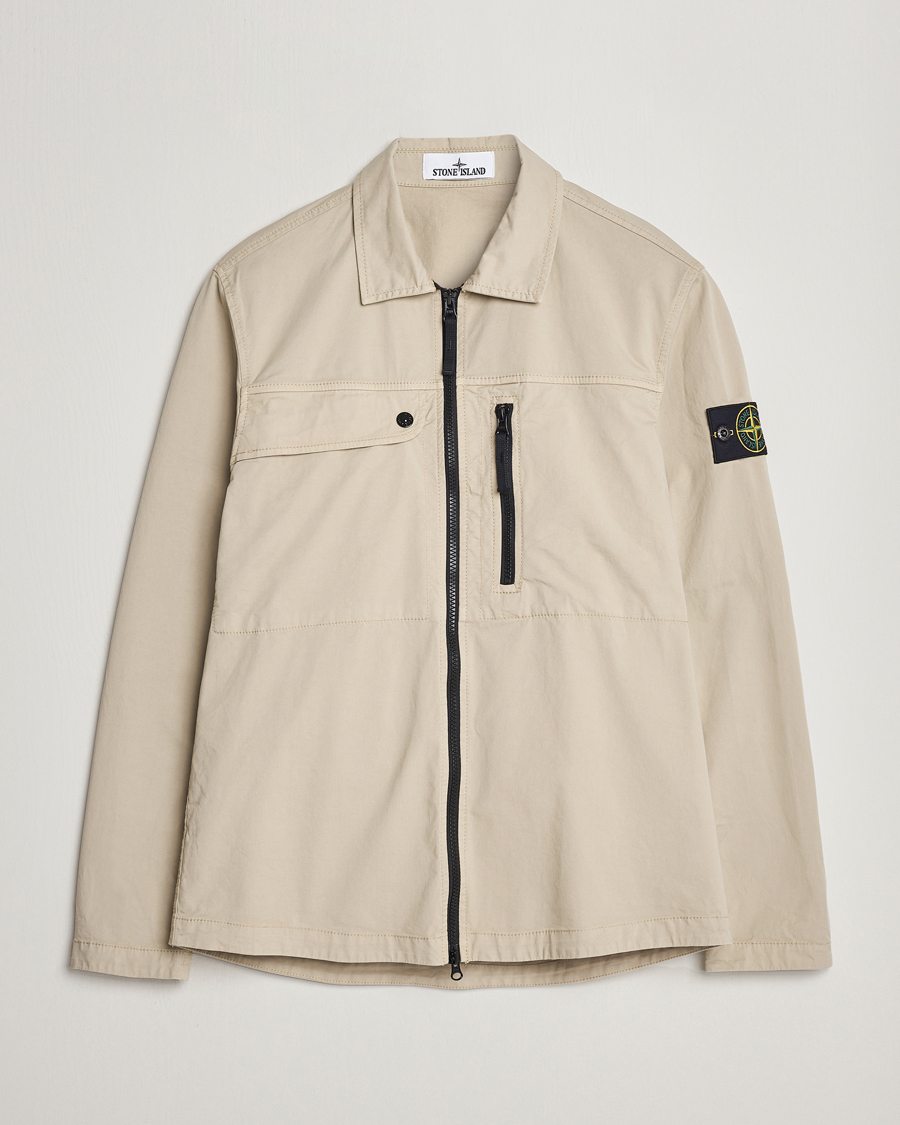 Mies | Kauluspaidat | Stone Island | Cotton Twill Stretch Zip Overshirt Sand