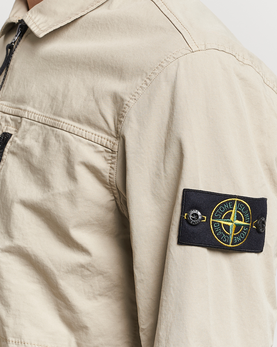 Mies | Kauluspaidat | Stone Island | Cotton Twill Stretch Zip Overshirt Sand