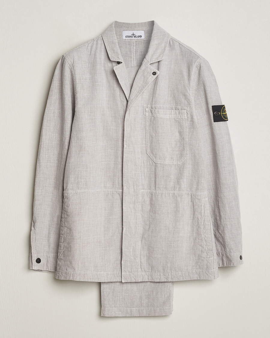 Mies | Puvut | Stone Island | Linen Nylon Relaxed Suit Dove Grey