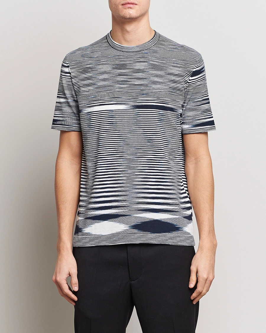 Mies | Italian Department | Missoni | Space Dyed Knitted T-Shirt White/Navy
