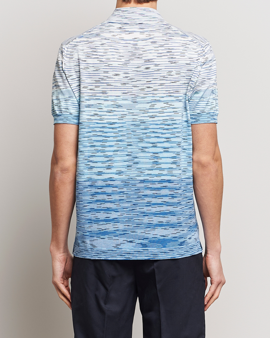 Mies | Pikeet | Missoni | Space Dyed Knitted Polo White/Blue
