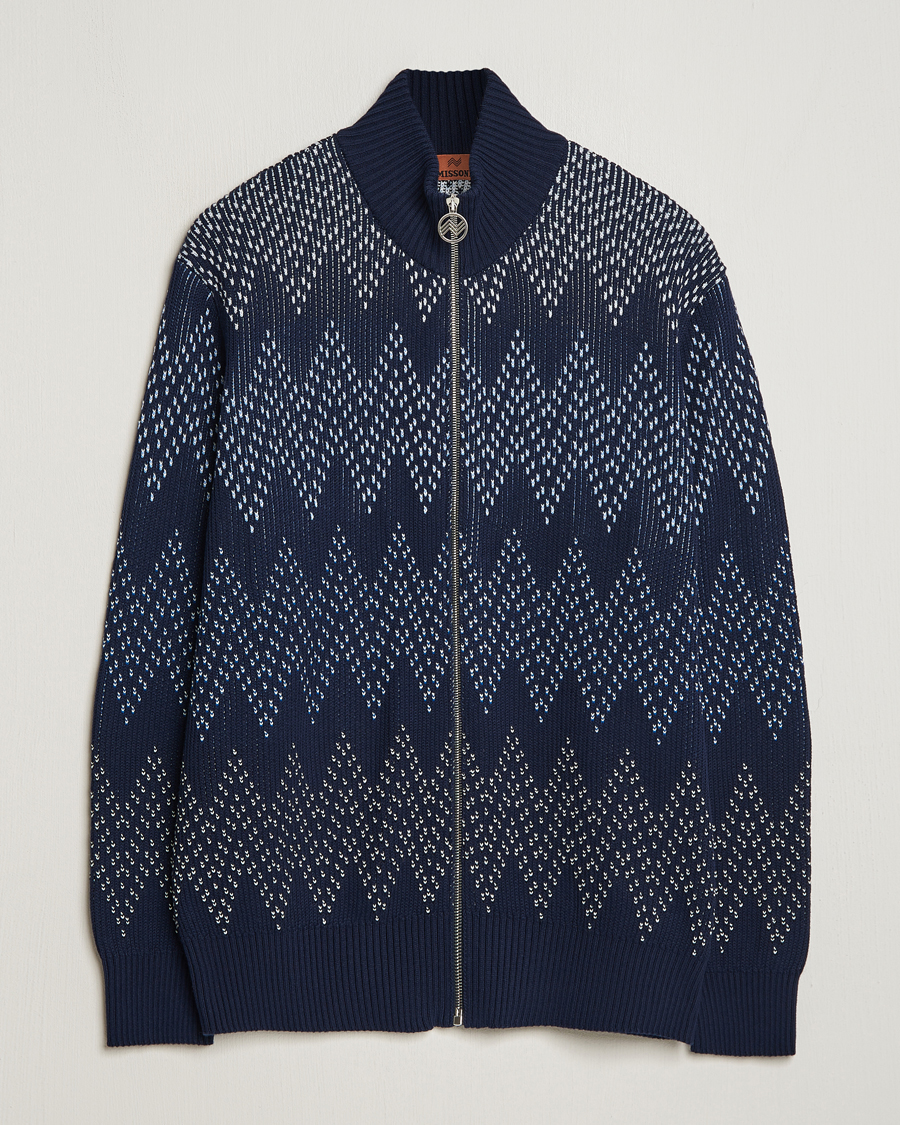 Mies | Puserot | Missoni | Chevron Full Zip Cardigan Jacket Navy