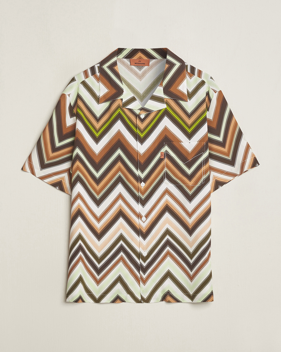 Mies | Kauluspaidat | Missoni | Zig Zag Printed Camp Shirt Brown/Green