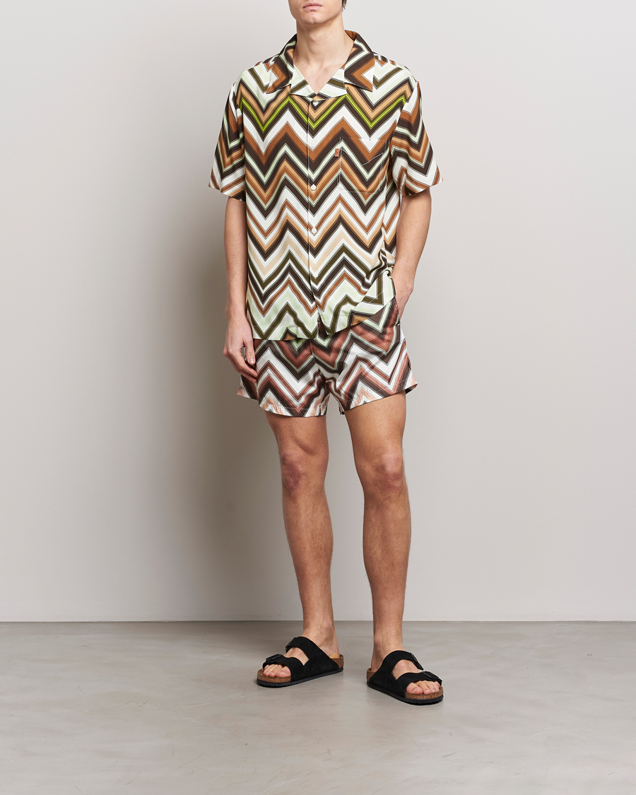 Mies | Kauluspaidat | Missoni | Zig Zag Printed Camp Shirt Brown/Green