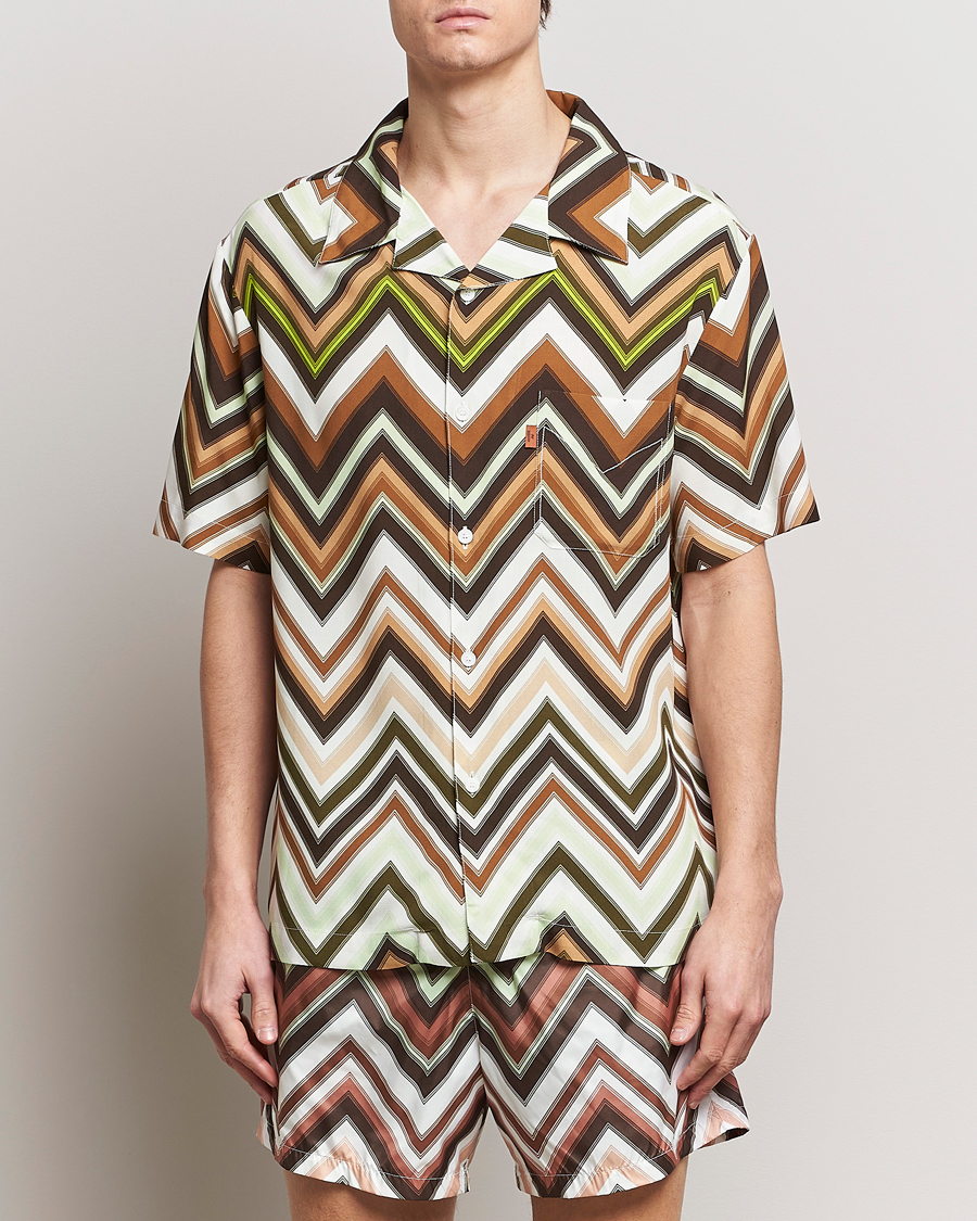 Mies | Kauluspaidat | Missoni | Zig Zag Printed Camp Shirt Brown/Green