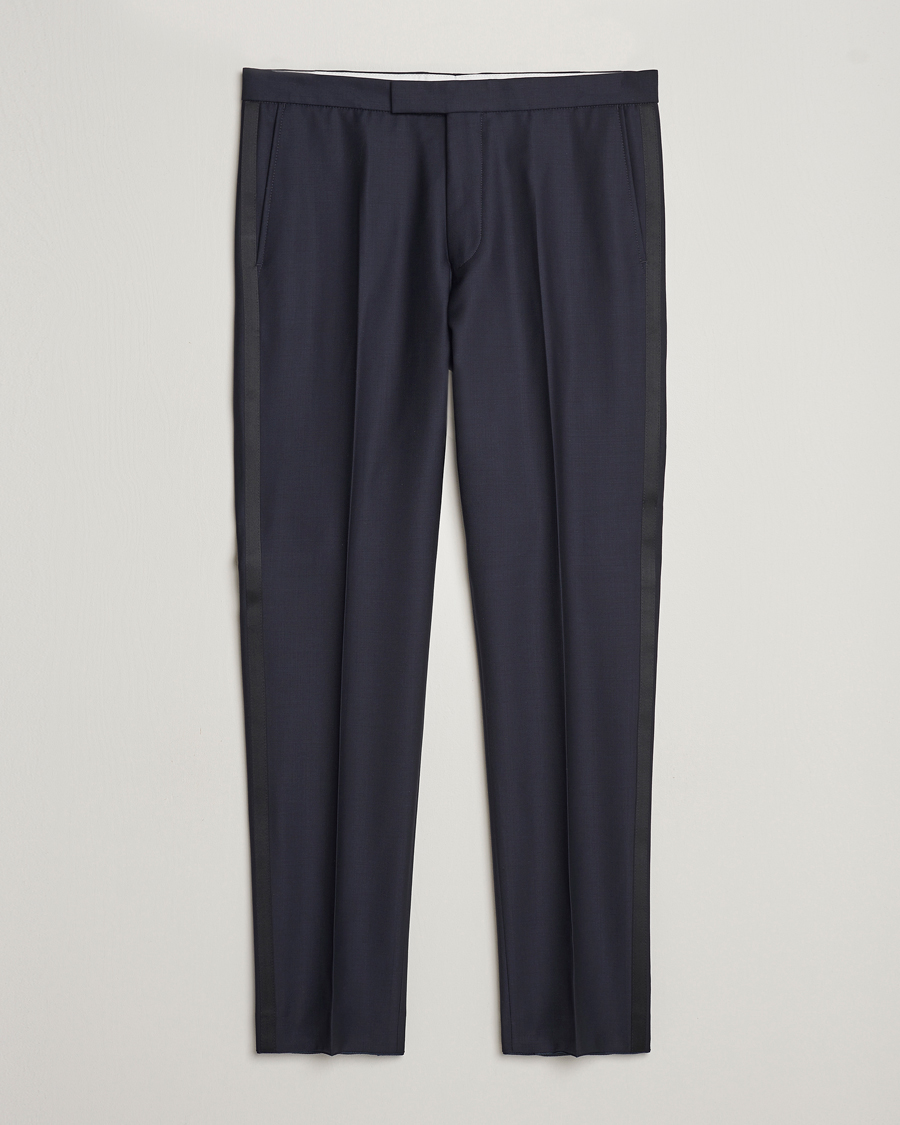 Mies | Housut | Oscar Jacobson | Denz Wool Tuxedo Trousers Navy