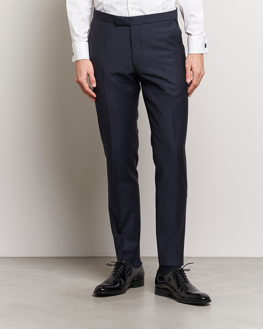 Mies |  | Oscar Jacobson | Denz Wool Tuxedo Trousers Navy