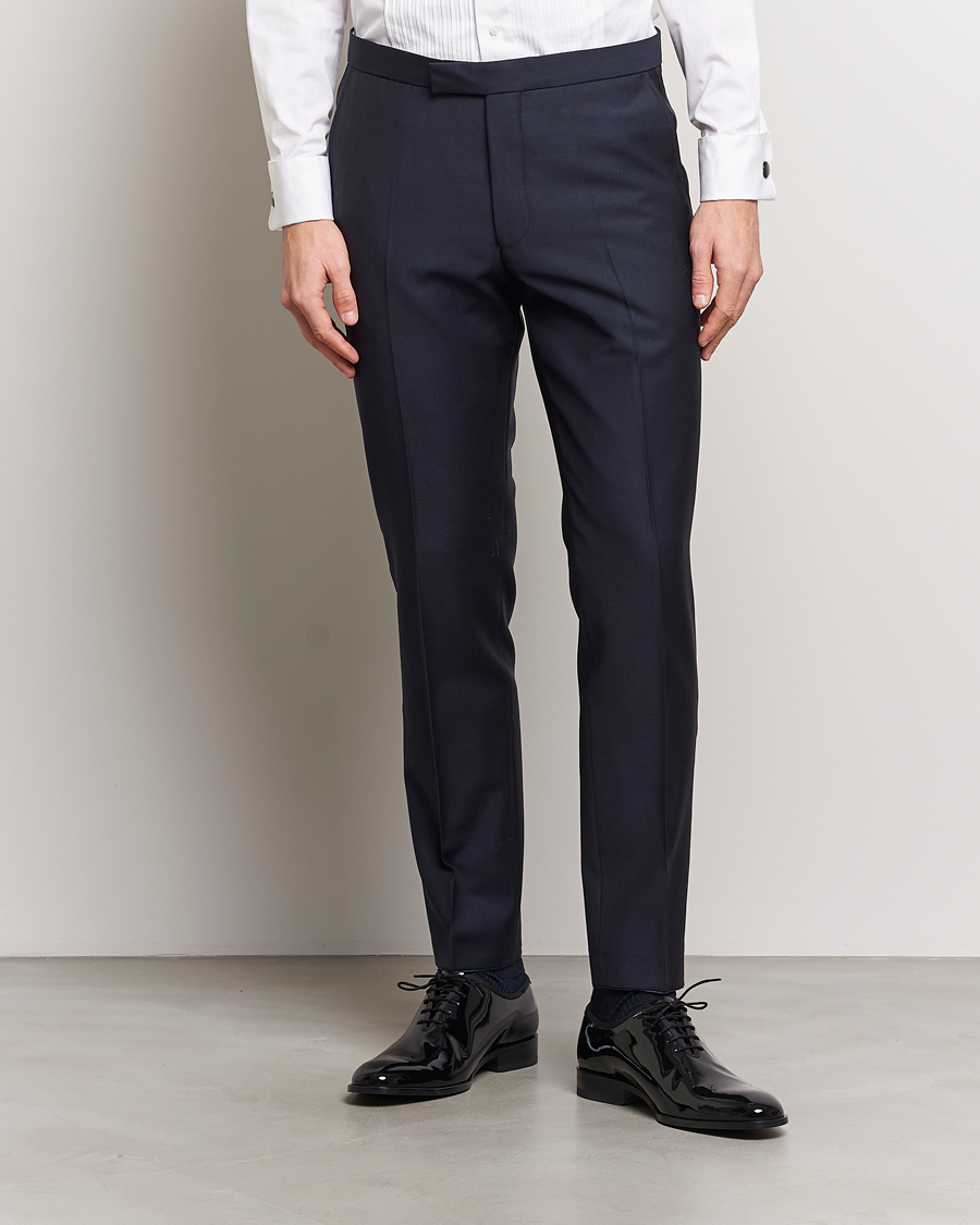 Mies | Housut | Oscar Jacobson | Denz Wool Tuxedo Trousers Navy
