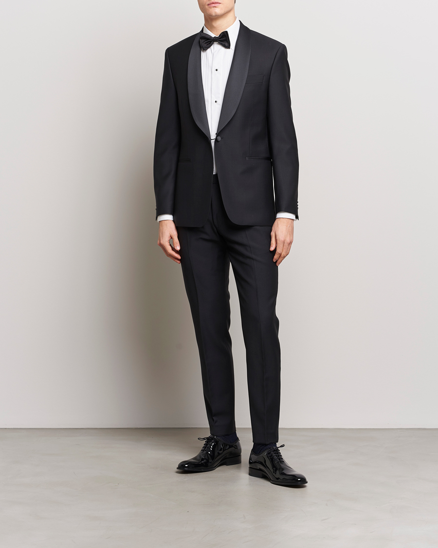 Mies | Housut | Oscar Jacobson | Denz Wool Tuxedo Trousers Black