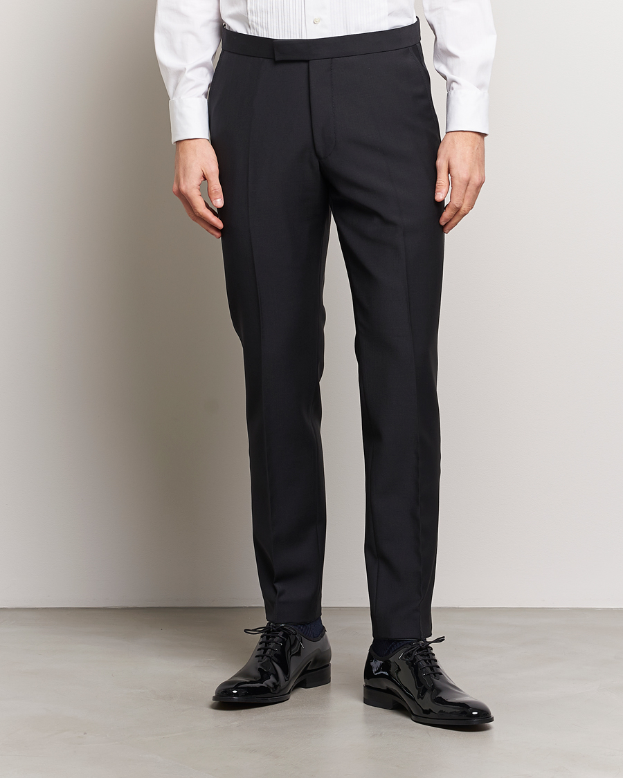 Mies | Smokkihousut | Oscar Jacobson | Denz Wool Tuxedo Trousers Black