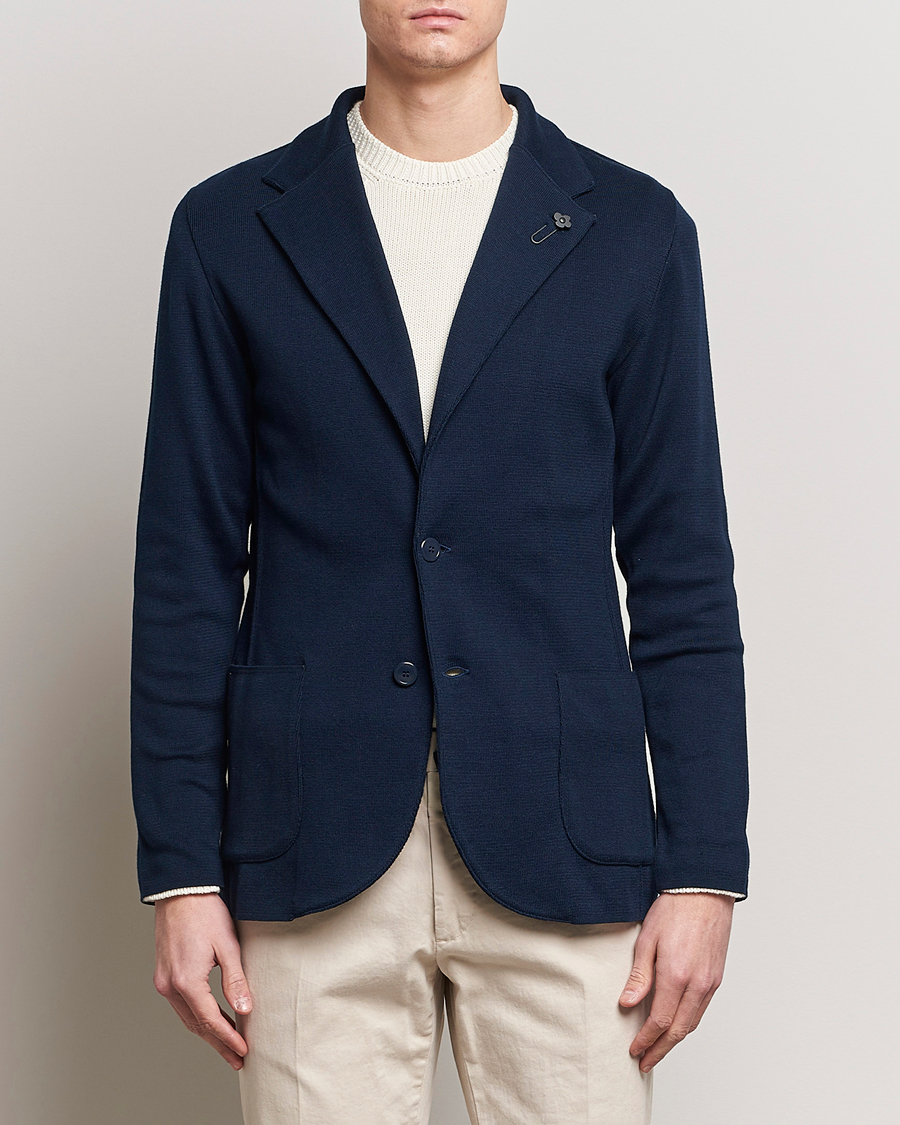 Mies | Pikkutakit | Lardini | Knitted Cotton Blazer Navy