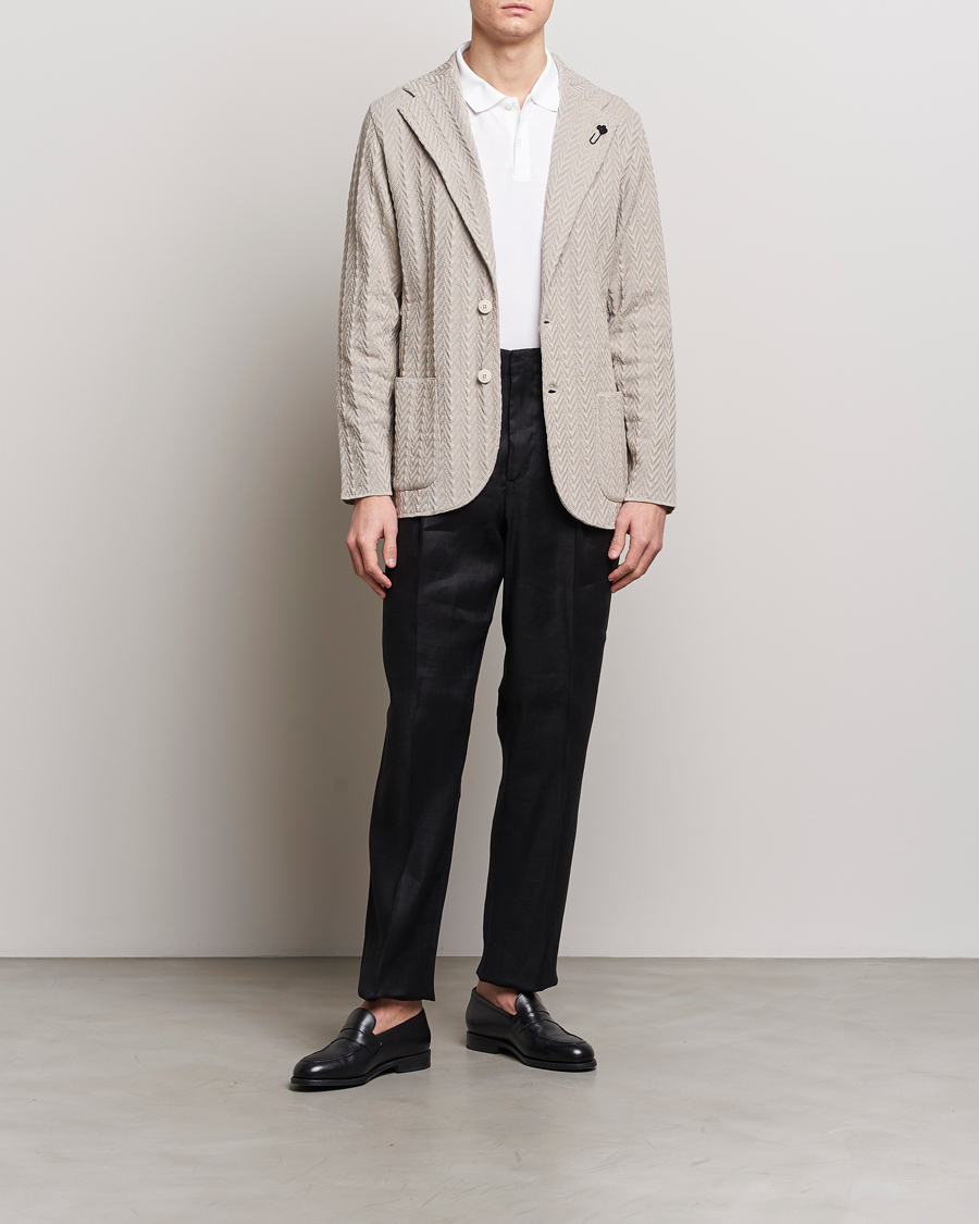 Mies | Pikkutakit | Lardini | Knitted Structure Cotton Blazer Beige