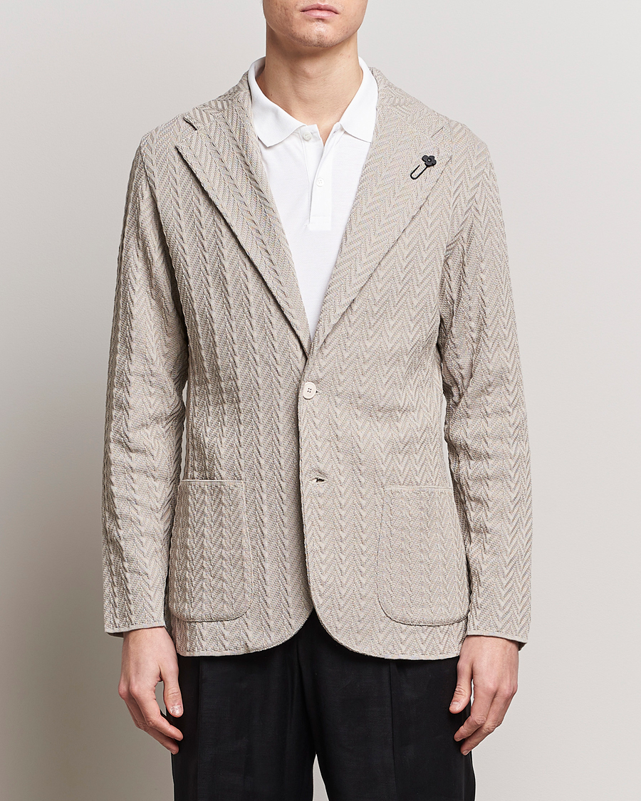 Mies | Pikkutakit | Lardini | Knitted Structure Cotton Blazer Beige