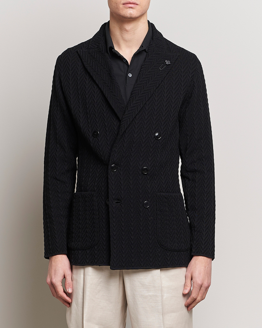 Mies | Pikkutakit | Lardini | Double Breasted Structured Knitted Blazer Black