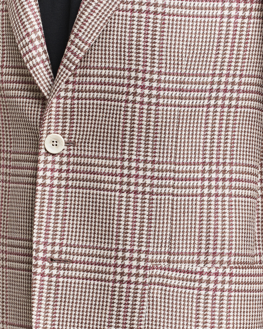 Mies | Pikkutakit | Lardini | Checked Cotton/Linen Patch Pocket Blazer Beige