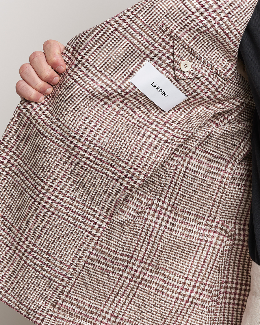 Mies | Pikkutakit | Lardini | Checked Cotton/Linen Patch Pocket Blazer Beige