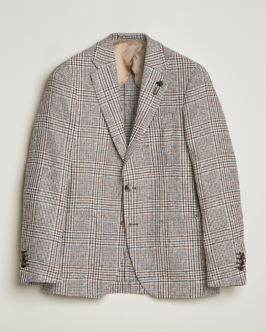 Mies | Pikkutakit | Lardini | Checked Linen Blazer Brown