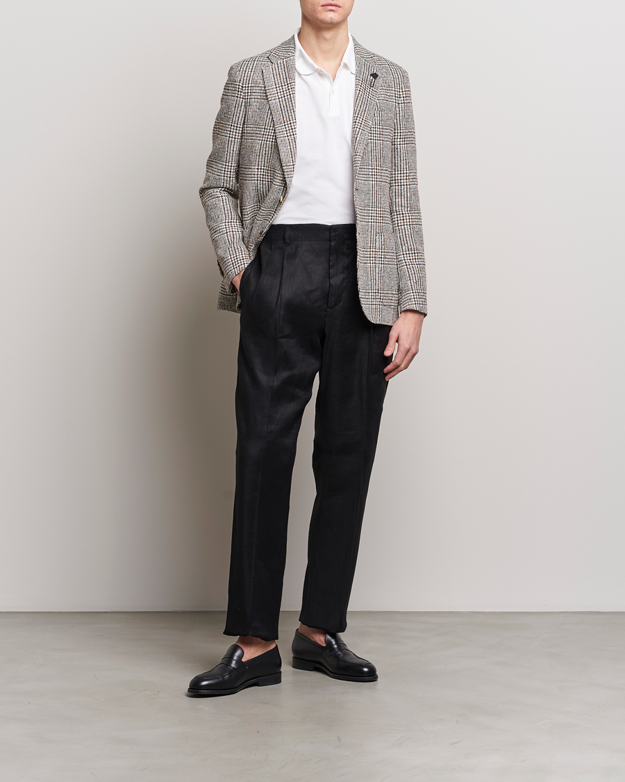 Mies | Pikkutakit | Lardini | Checked Linen Blazer Brown