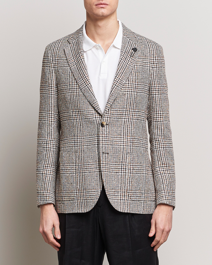 Mies | Pikkutakit | Lardini | Checked Linen Blazer Brown