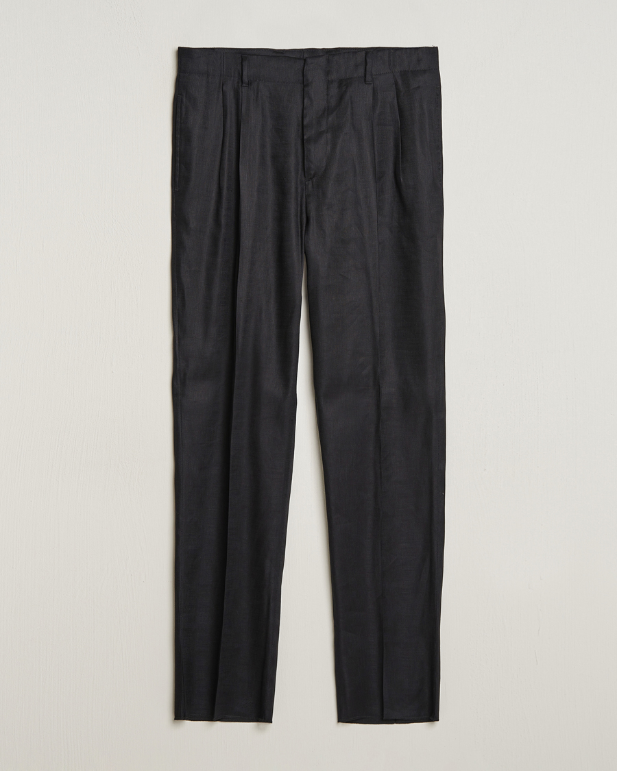 Mies | Housut | Lardini | Atos Pleated Linen Trousers Black