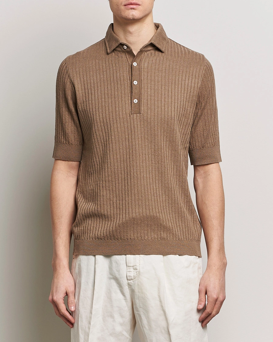 Mies |  | Lardini | Structured Linen/Cotton Polo Brown