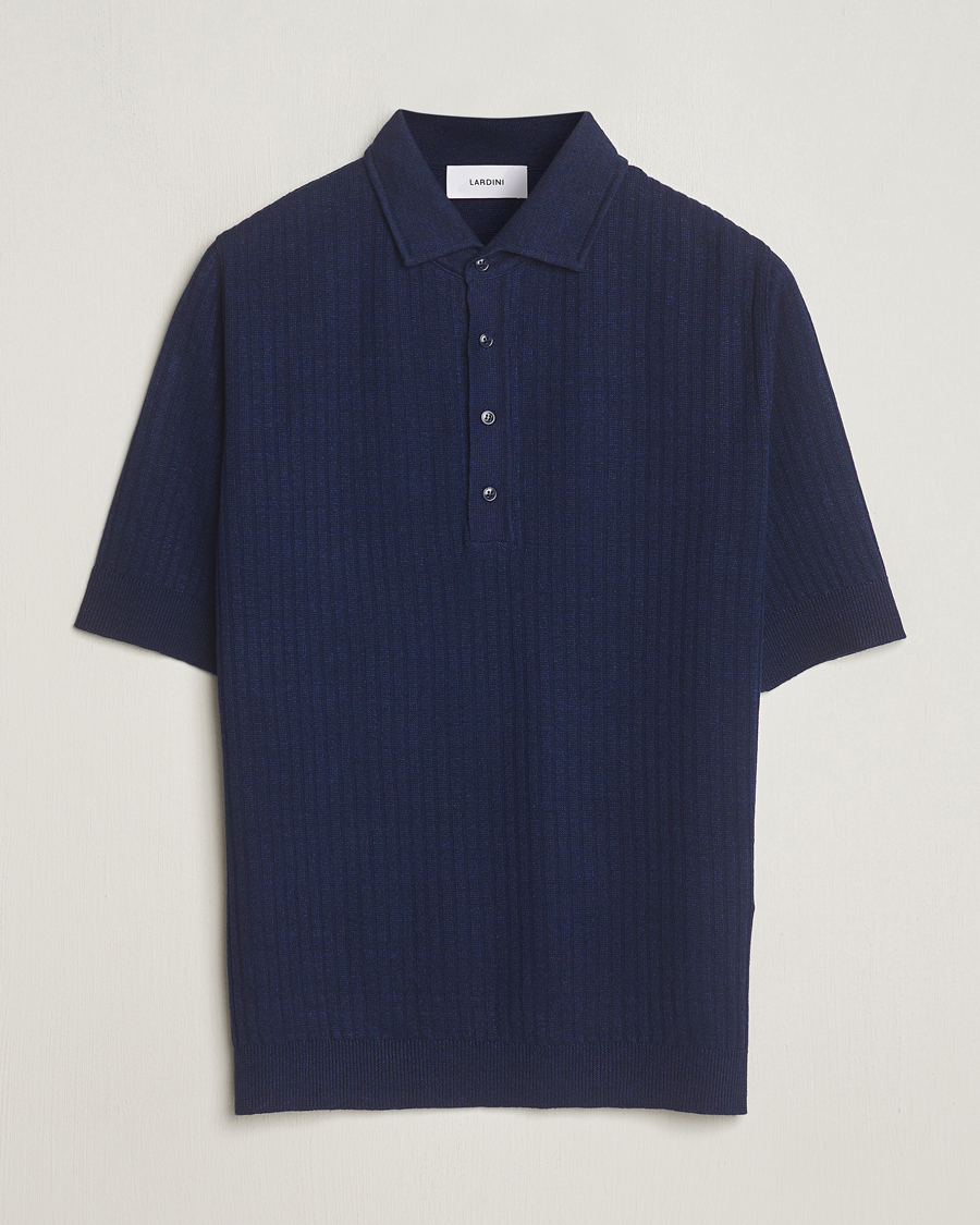 Mies | Pikeet | Lardini | Structured Linen/Cotton Polo Navy
