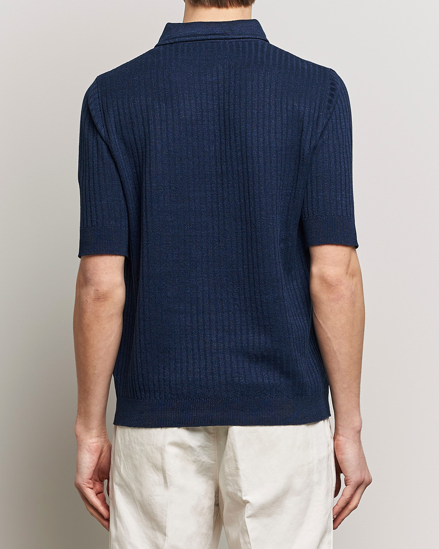 Mies | Pikeet | Lardini | Structured Linen/Cotton Polo Navy