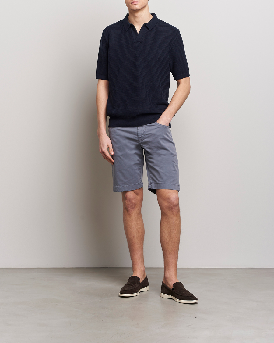 Mies | Shortsit | Jacob Cohën | Nicolas Cotton Gabardine Shorts Blue Grey