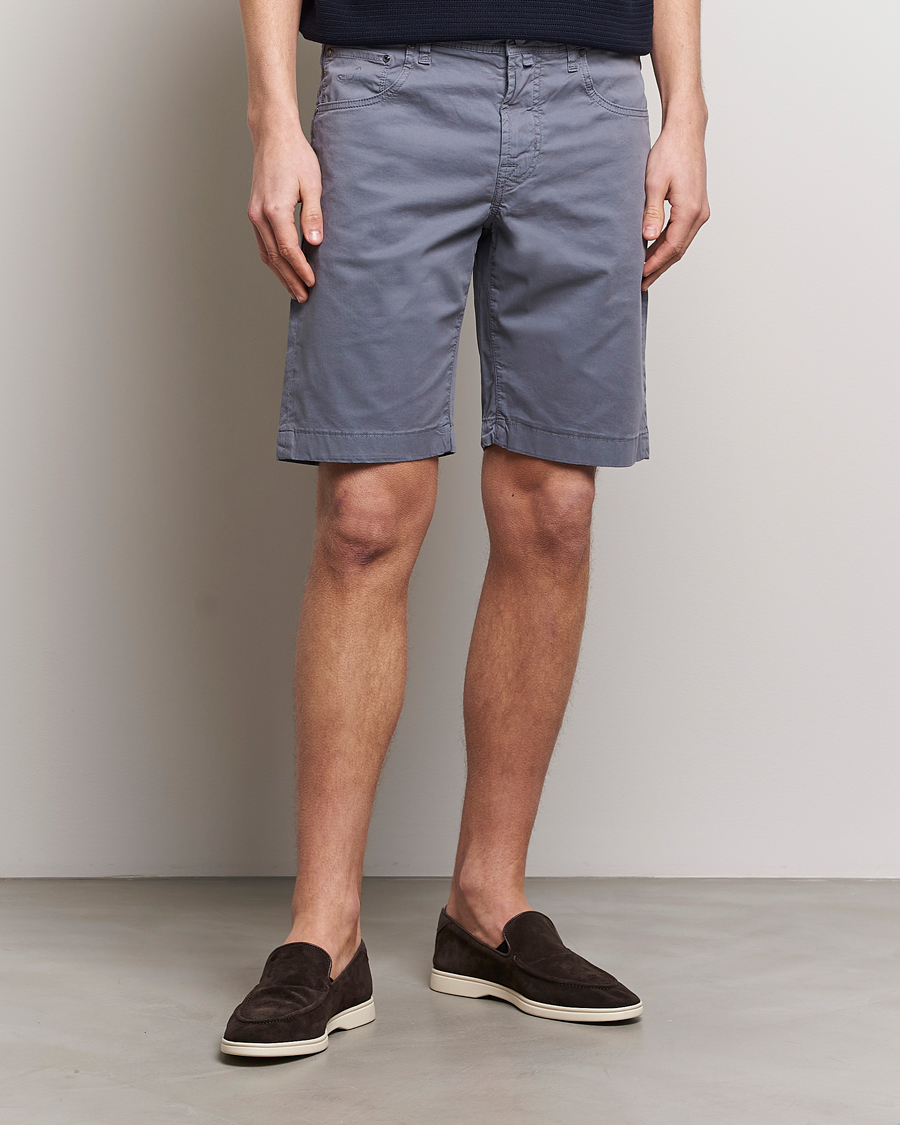 Mies | Chino-shortsit | Jacob Cohën | Nicolas Cotton Gabardine Shorts Blue Grey