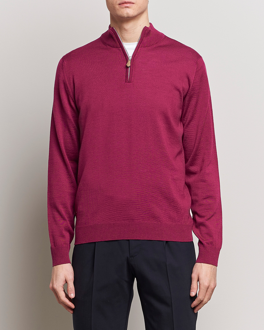 Mies | Puserot | Stenströms | Merino Wool Half Zip Wine