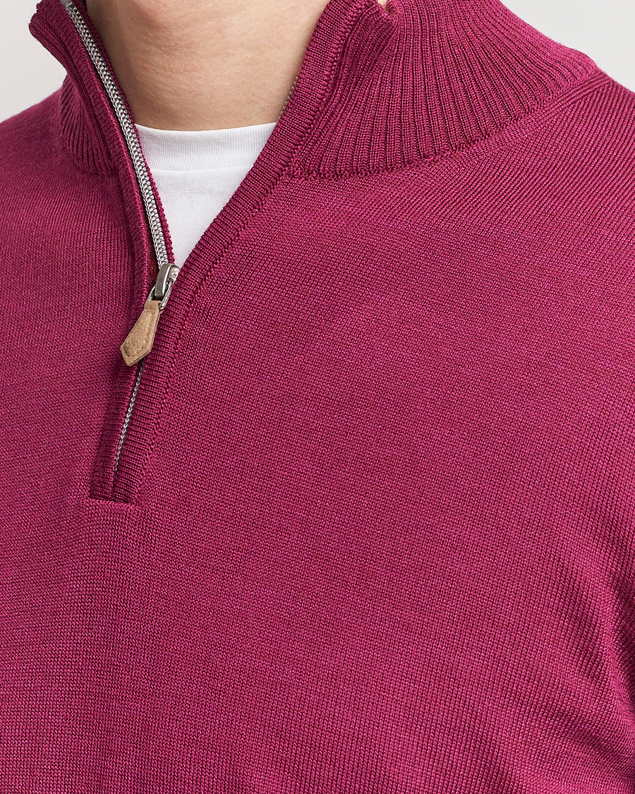 Mies | Puserot | Stenströms | Merino Wool Half Zip Wine