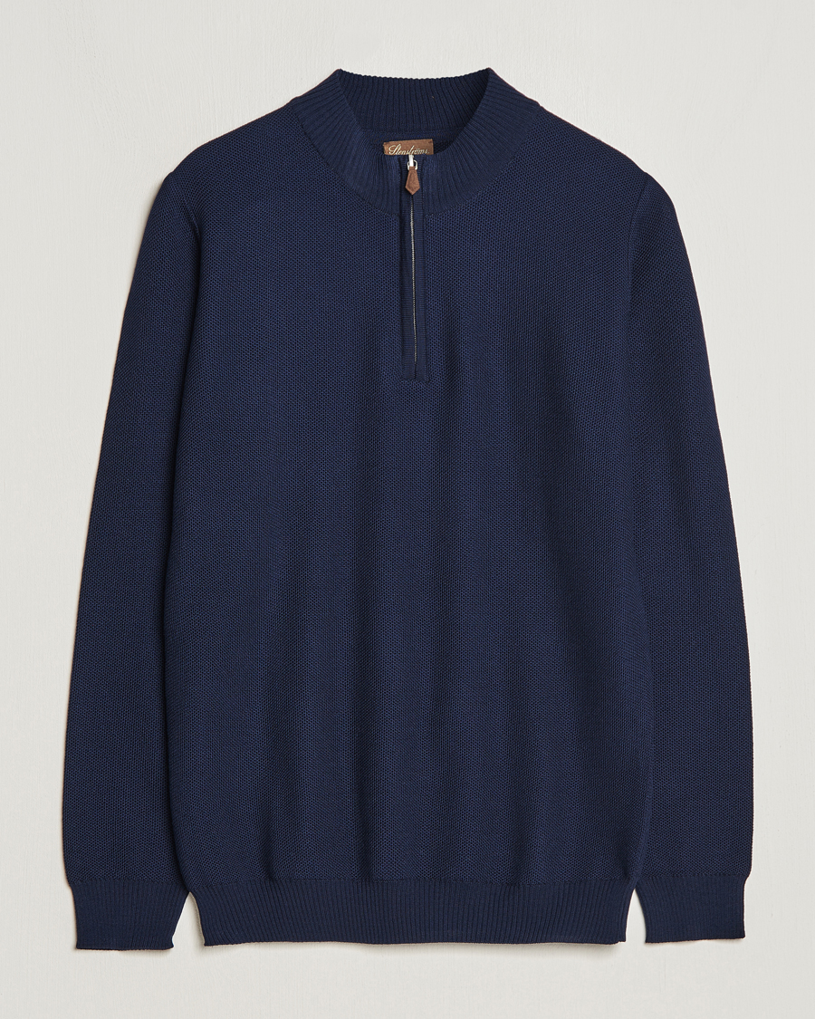 Mies | Puserot | Stenströms | Textured Merino Half Zip Navy