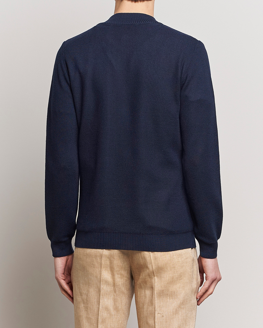 Mies | Puserot | Stenströms | Textured Merino Half Zip Navy