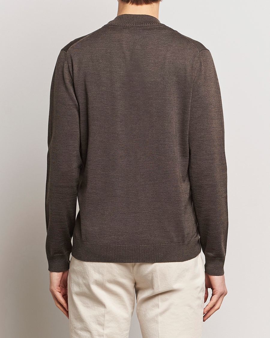 Mies | Puserot | Stenströms | Merino Wool Full Zip Brown