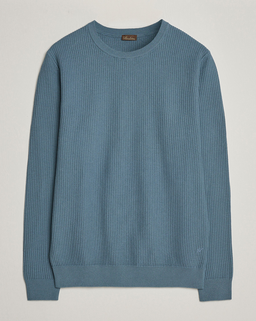 Mies | Puserot | Stenströms | Organic Cotton Crew Neck Mid Blue