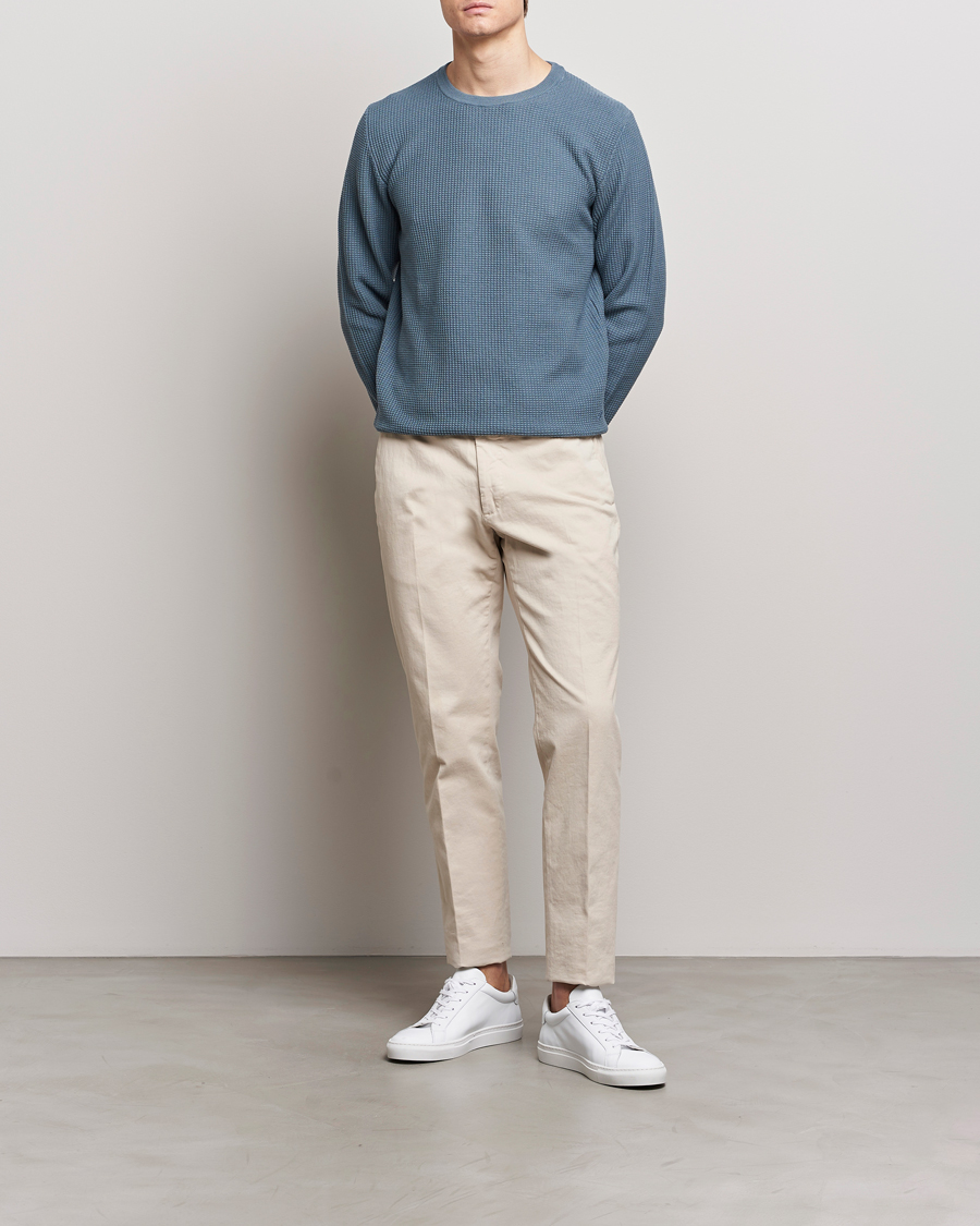 Mies | Puserot | Stenströms | Organic Cotton Crew Neck Mid Blue
