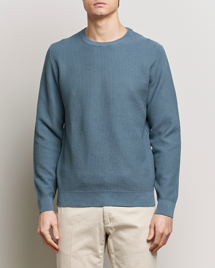 Mies | Puserot | Stenströms | Organic Cotton Crew Neck Mid Blue