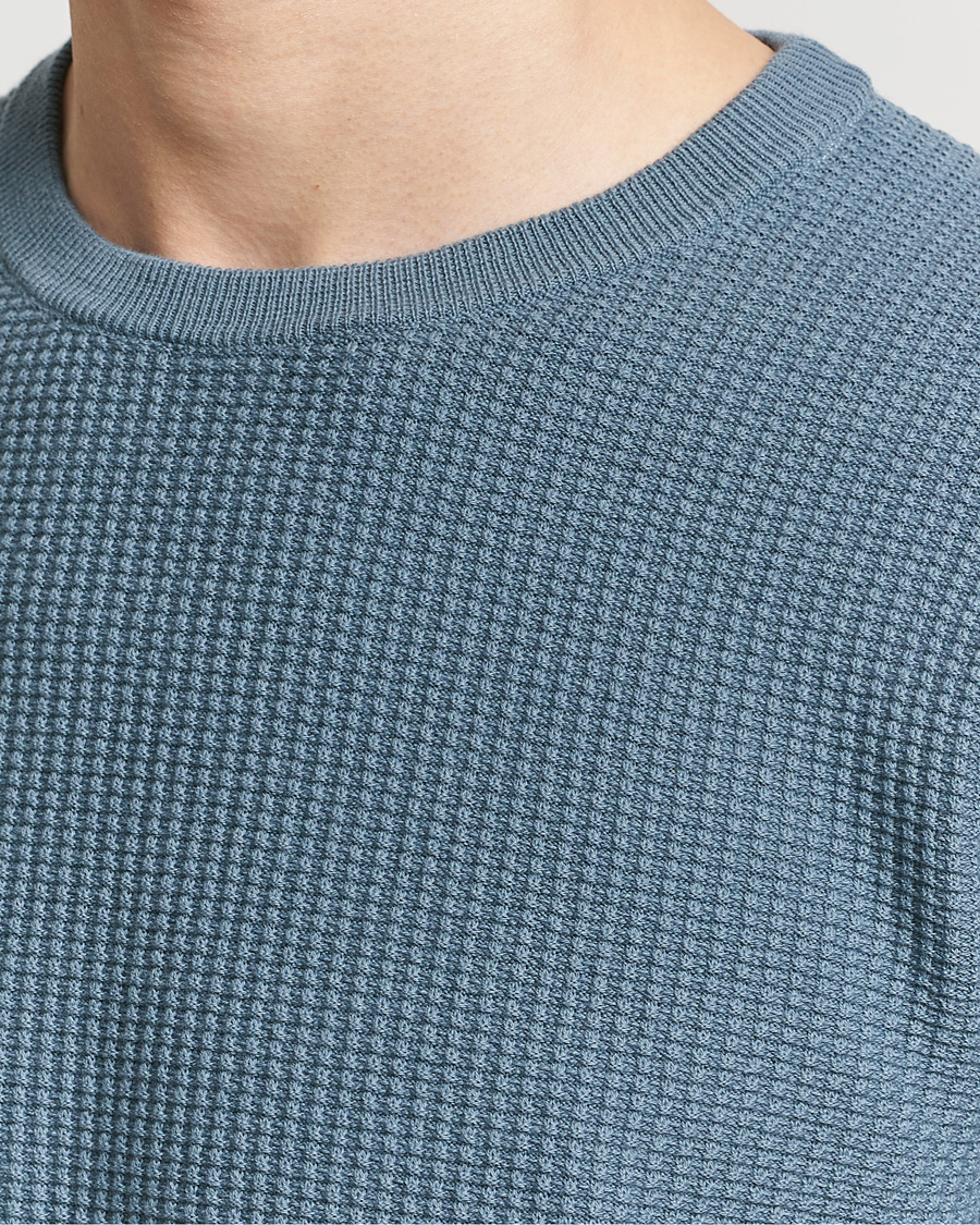 Mies | Puserot | Stenströms | Organic Cotton Crew Neck Mid Blue