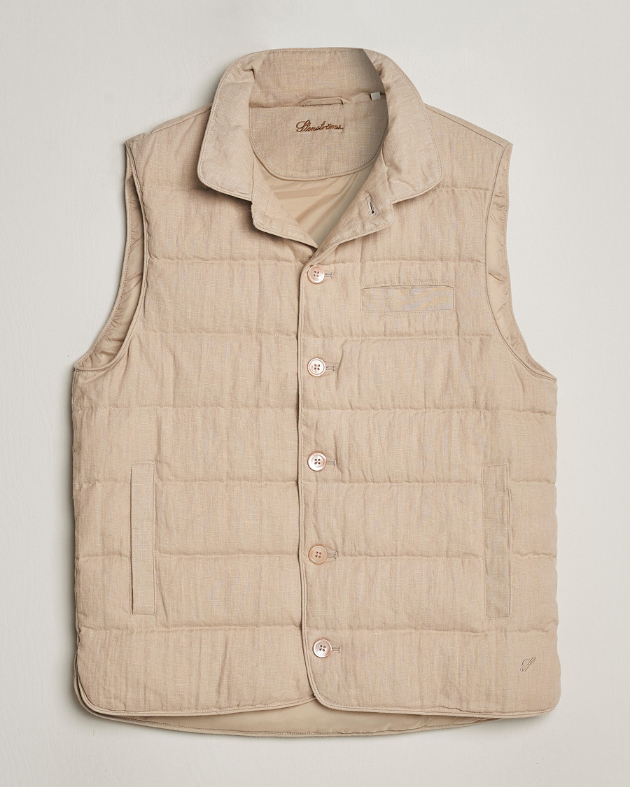 Mies | Takit | Stenströms | Linen Down Padded Button Vest Beige