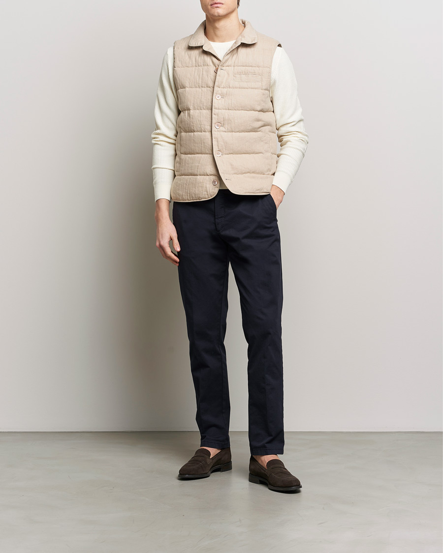 Mies | Takit | Stenströms | Linen Down Padded Button Vest Beige