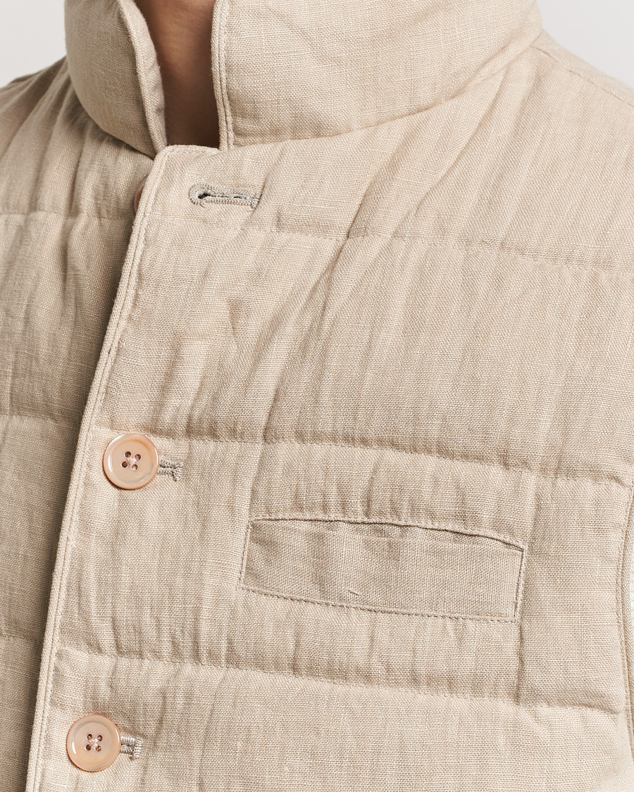 Mies | Takit | Stenströms | Linen Down Padded Button Vest Beige