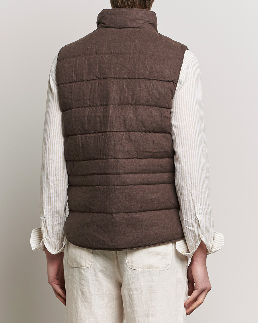 Mies | Takit | Stenströms | Linen Down Padded Button Vest Brown
