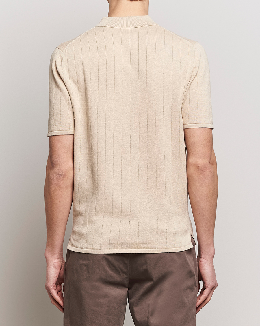 Mies | Pikeet | Stenströms | Linen/Cotton Rib Knitted Buttonthru Shirt Beige