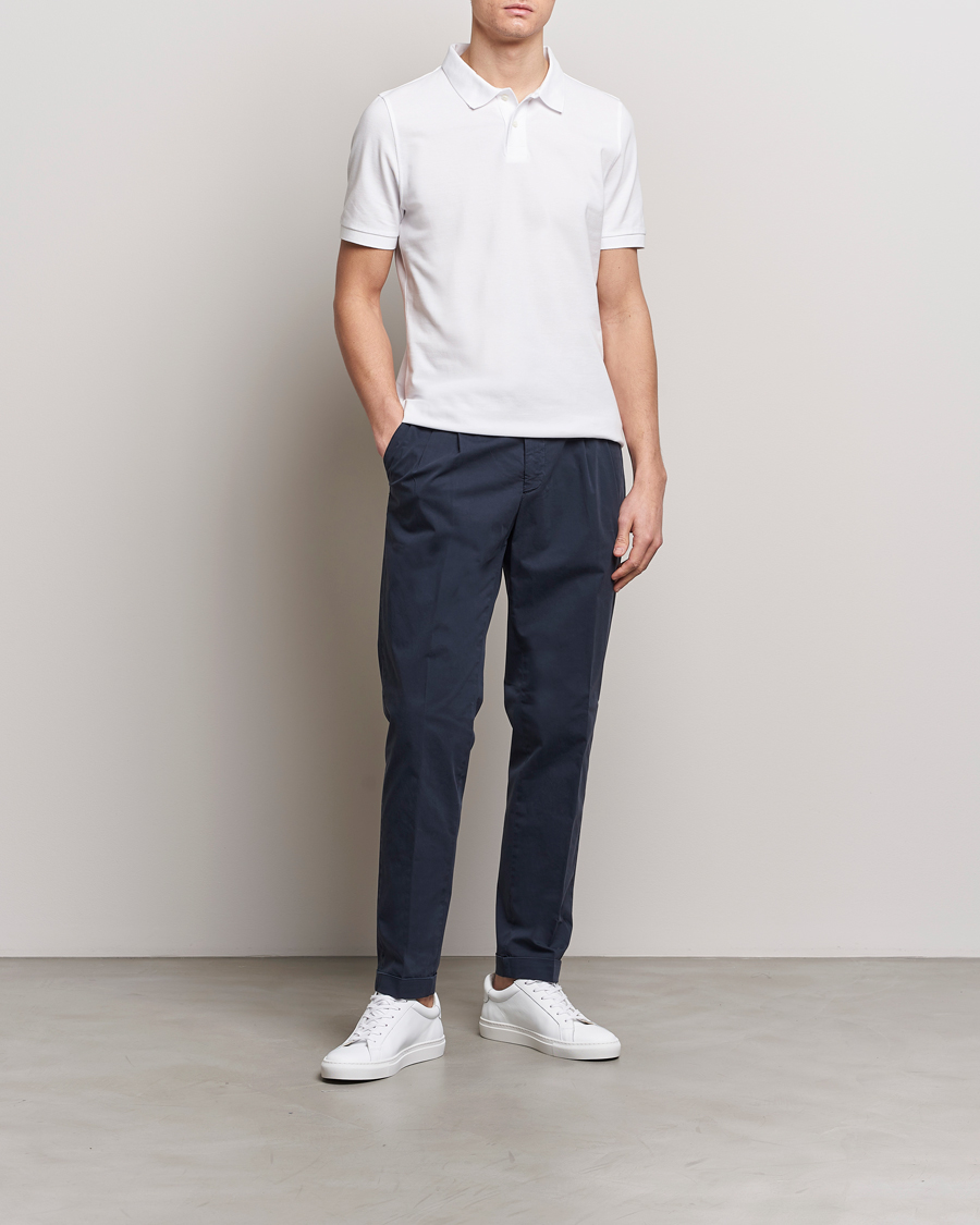 Mies | Pikeet | Stenströms | Organic Cotton Piquet Polo Shirt White