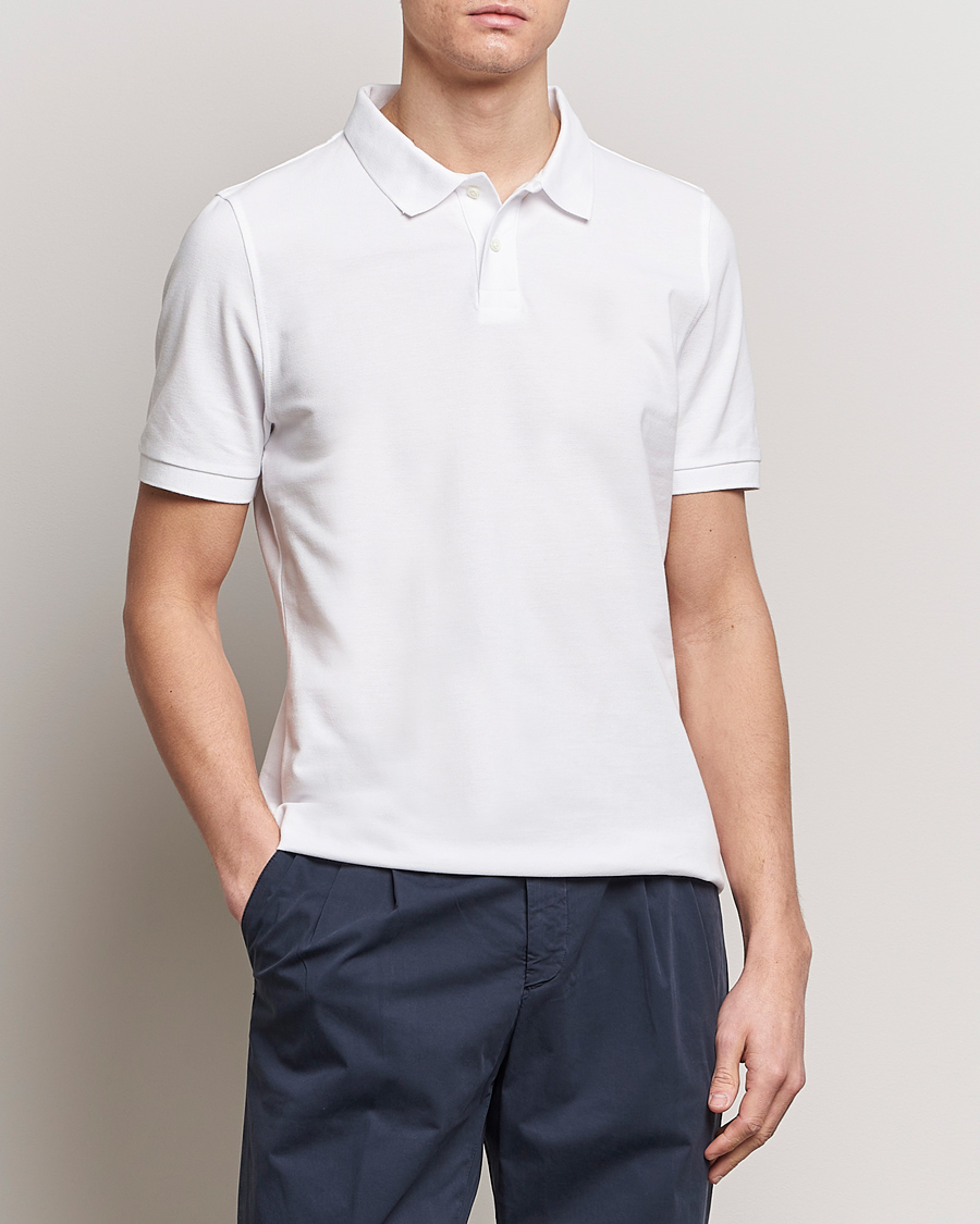 Mies |  | Stenströms | Organic Cotton Piquet Polo Shirt White
