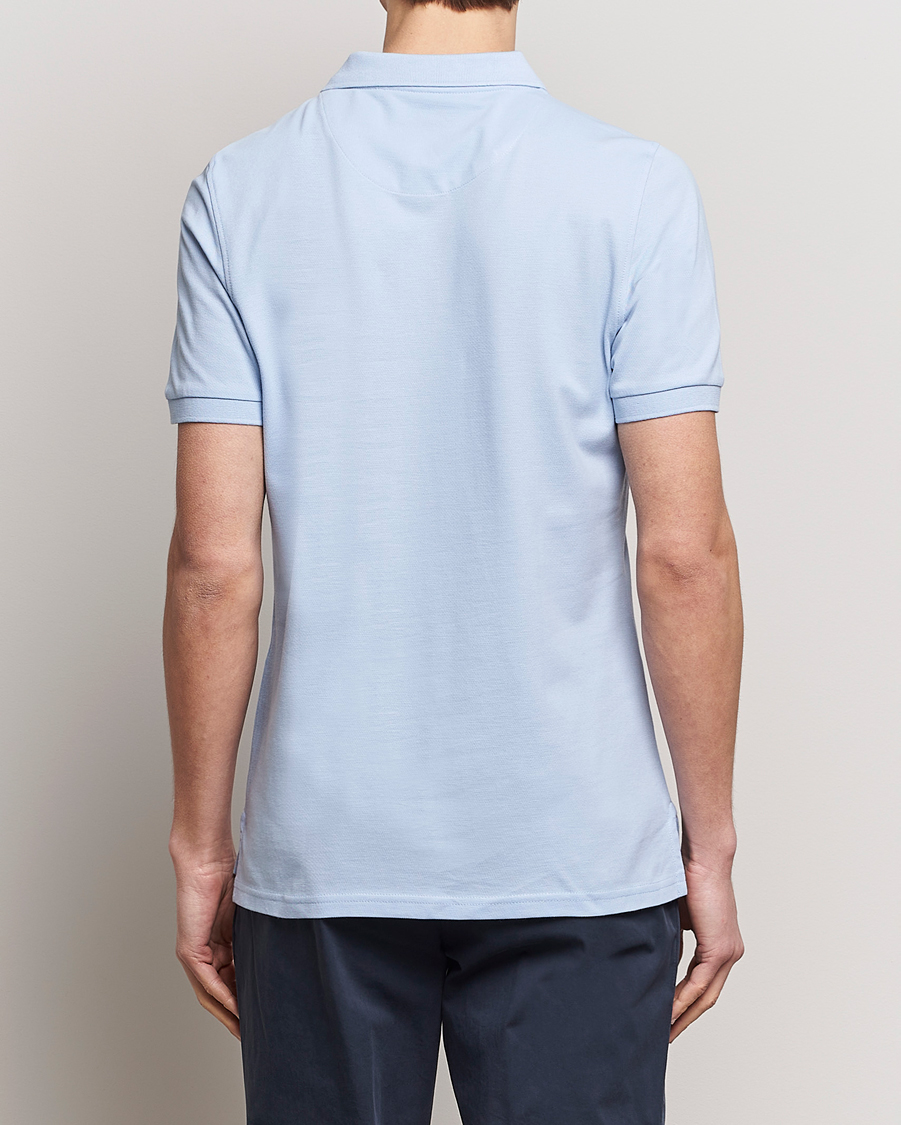 Mies | Pikeet | Stenströms | Organic Cotton Piquet Polo Shirt Light Blue