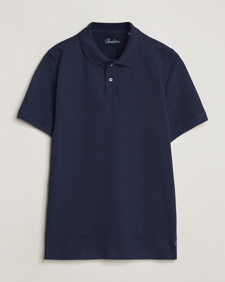Mies | Pikeet | Stenströms | Organic Cotton Piquet Polo Shirt Navy