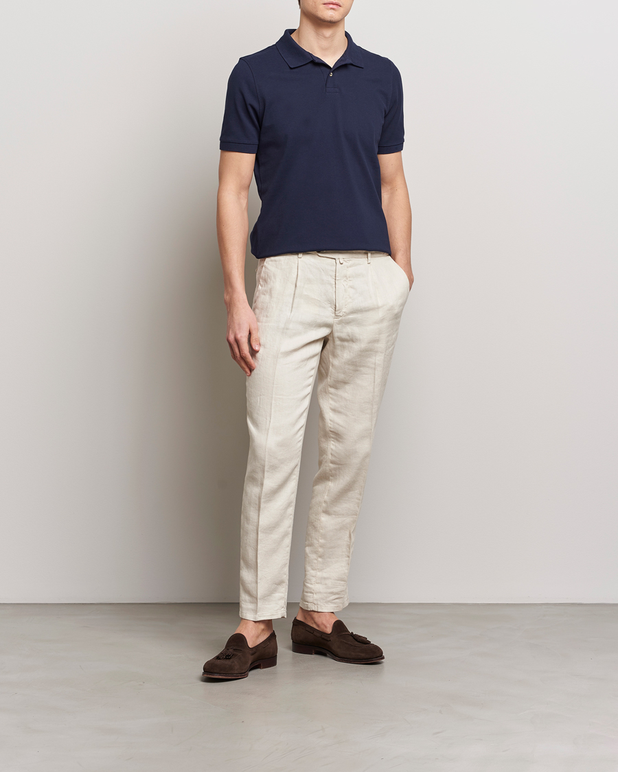 Mies | Pikeet | Stenströms | Organic Cotton Piquet Polo Shirt Navy
